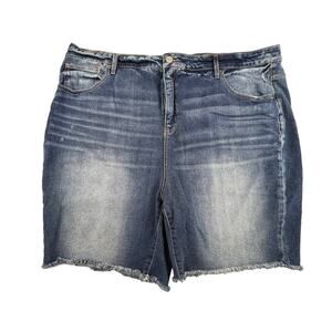 TERRA & SKY Denim Shorts Womens 26W Blue Stretch Cut Off Casual Summer Wear